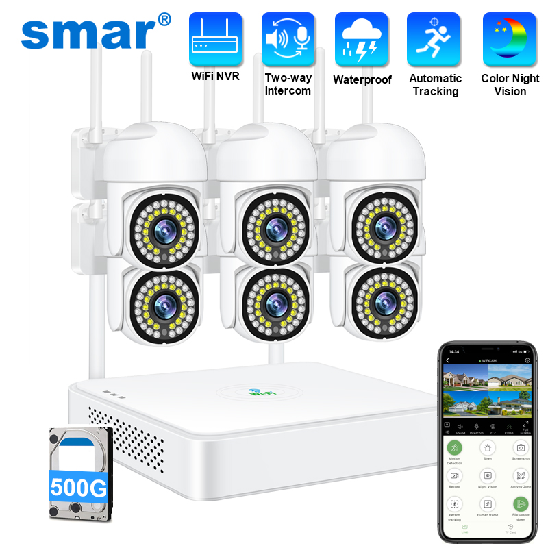 Sim Gsm Alarm - Smar 3MP Kabelloses CCTV-Sicherheitskamerasystem PTZ WLAN